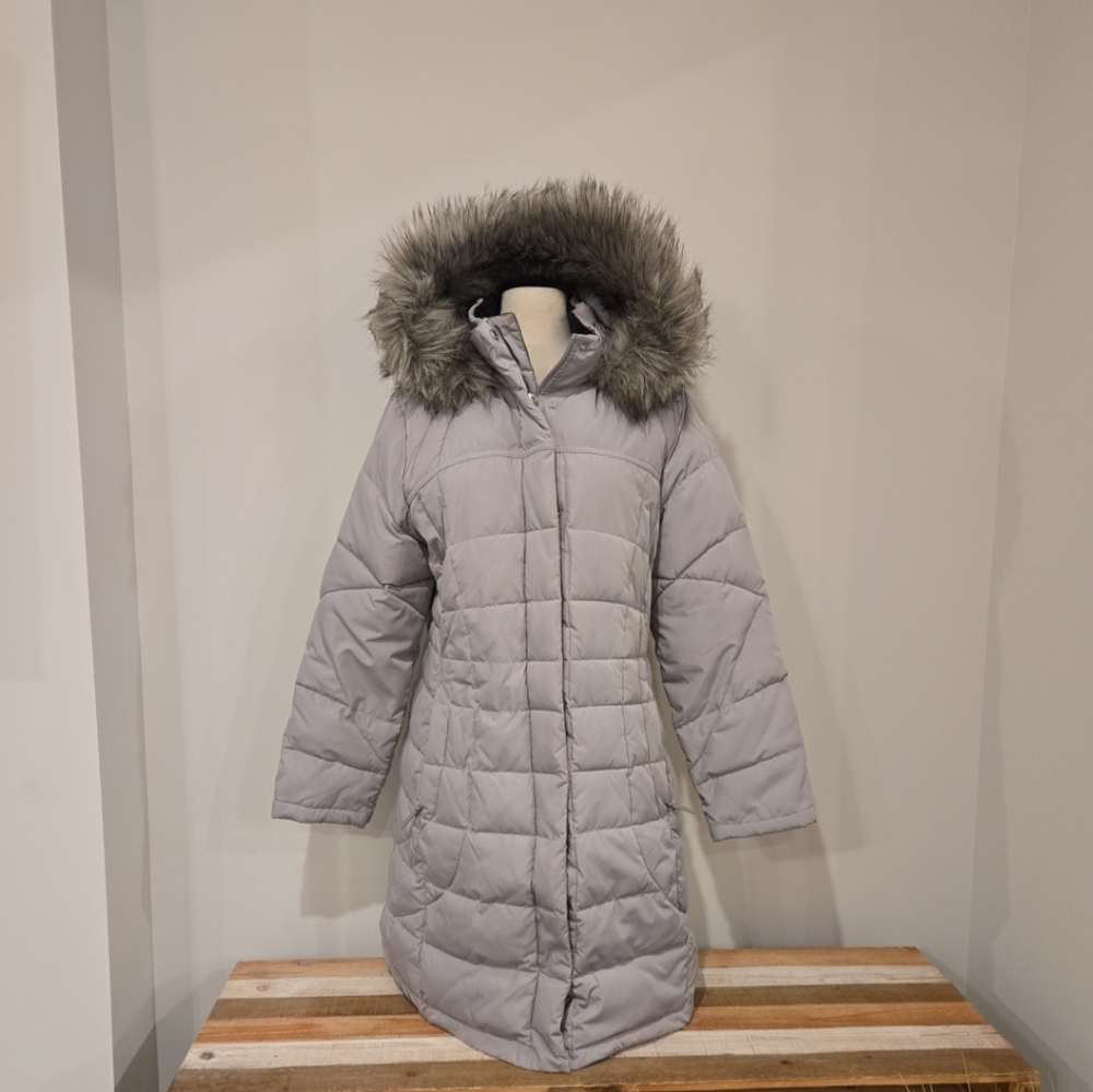 Calvin Klein Women’s Quilted Faux Fur Trim Hooded Parka Jacket Size Petite L